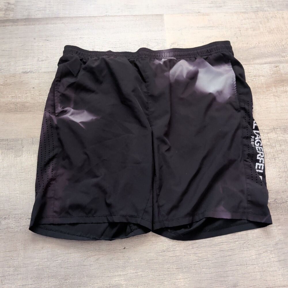 Karl Lagerfeld Paris Men’s XL Shorts Black Smoky Cloud Graphic Athletic Gym
